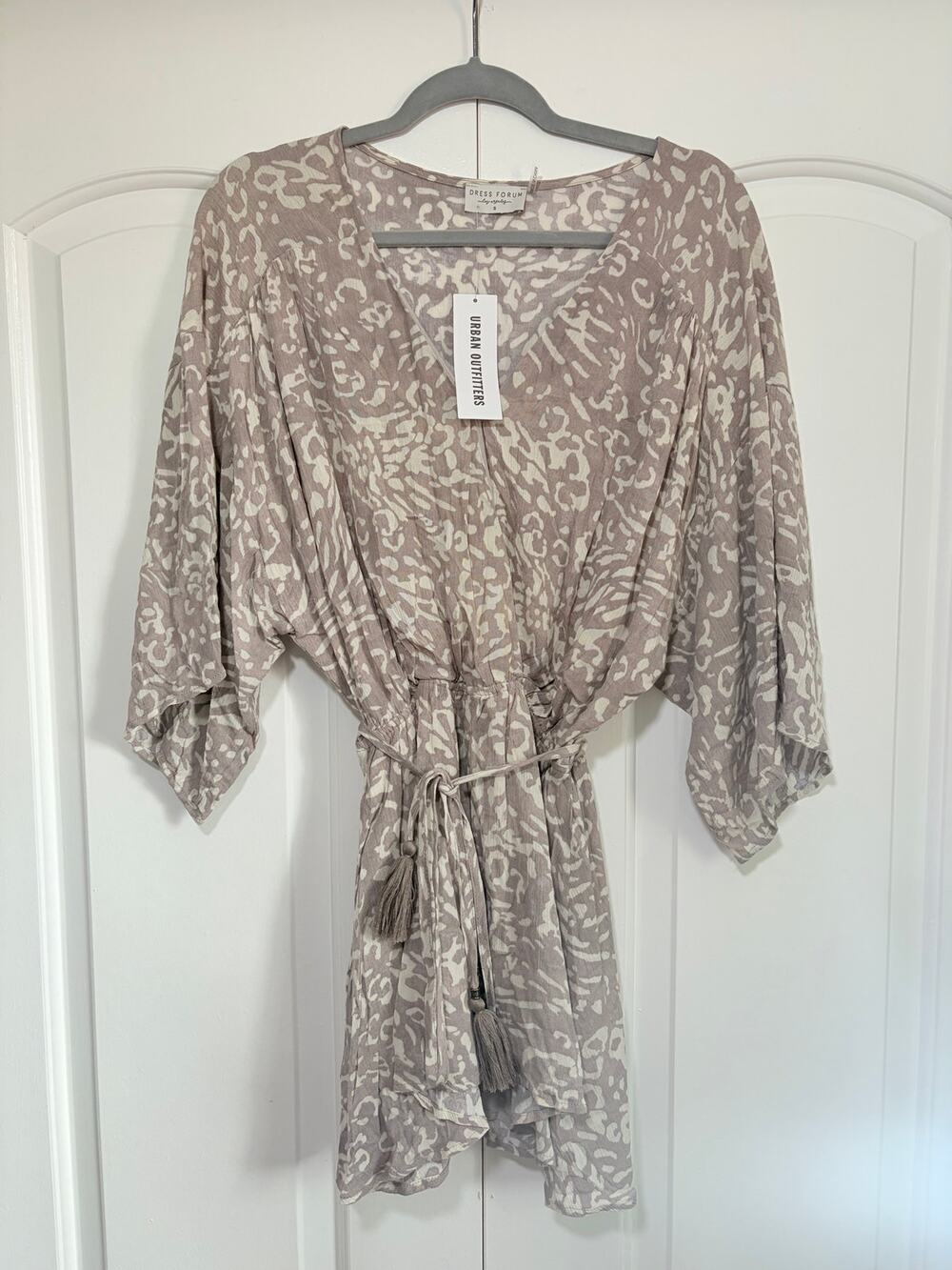 Dress Forum Urban Outfitters NWT Animal Print Tassel Tie Romper Kimono Sleeve S